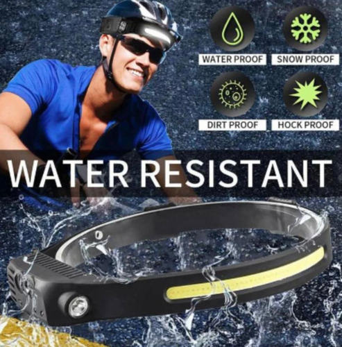 Linterna Vincha Minero Luz Recargable Usb Con Sensor 2 Luces