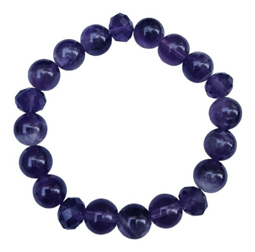 Pulsera Brazalete Amatista Piedra Energética Elasticada 10mm