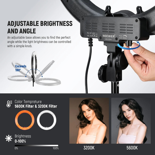 Aro De Luz Neewer Bi-color De 18 Con Tripode Rl-18 Negro Bicolor (Usado)