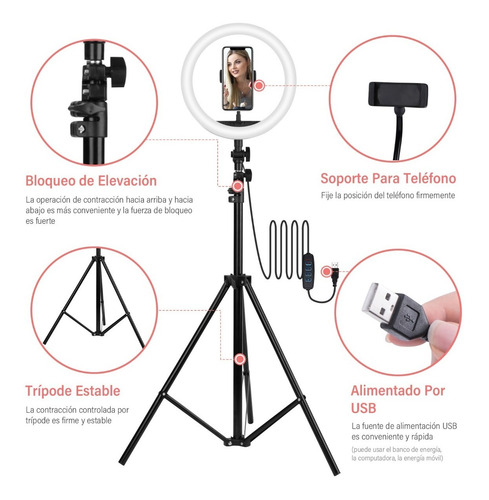 Anillo De Luz Para Selfie De 10 Pulgadas Con Trípode Led