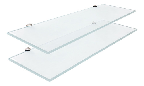 Kit De 2 Repisas Para Baño 20 X 60cm / Cristal Templado 9mm Color Esmerilado