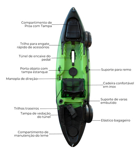 Caiaque Lontras Falcon Pedal Black Citrus - Lontras