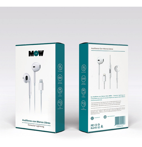 Auriculares Para iPhone De Ficha Única Con Manos Libres Blanco Con Microfono Intergado.