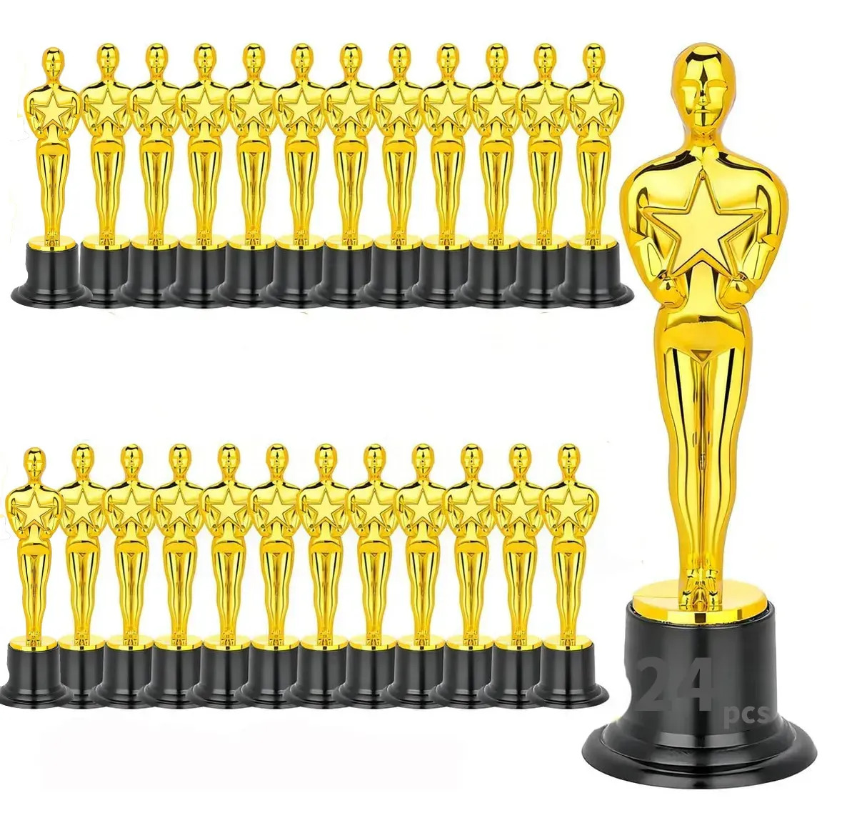 Pack de 24 Trofeos Estatuilla Dorada de 15 cm para Premios y Fiestas
