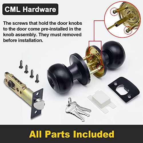 Cml Hardware Perilla De Puerta De Entrada Con Llave Negra Ma