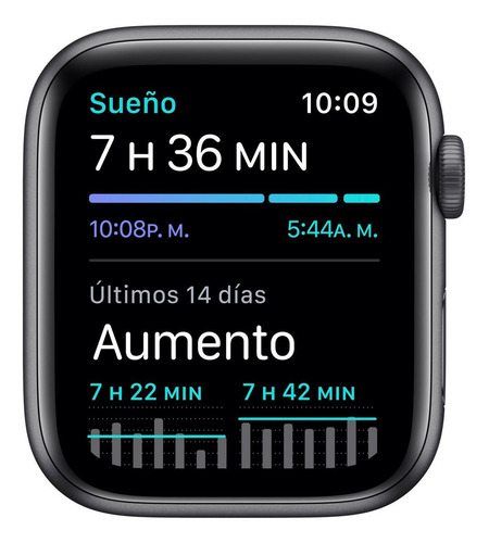 Imagen 5 de 9 de Apple Watch SE (GPS, 44mm) - Caja de aluminio color gris espacial - Correa deportiva Negra
