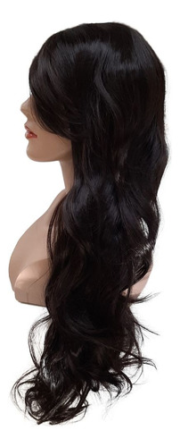 Peruca Lace Wig Fibra Futura Com Franja Realista Tamanho Da Base M Tonalidade Castanho Médio