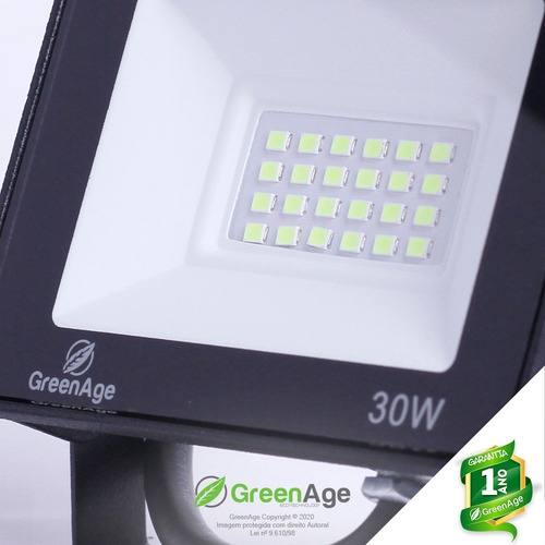 Refletor Led Verde Smd 30w Prova D´água Bivolt