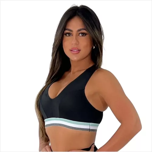 Top Academia Feminino Fitness Sustentação Nadador Sem Bojo