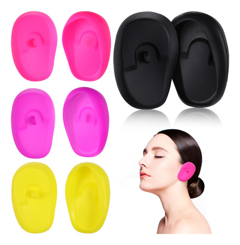 Para Orejeras De Silicona, Tintes For El Cabello, 4 Pares /