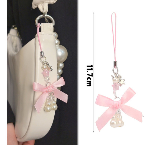 Chaveiro Com Pingente De Telefone Lanyard Bowknot Bow Pearl,