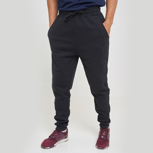 Pantalón Felpa Con Puño Sw Gris Topo