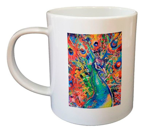 Taza De Plastico Pavo Real Pintura Colores Art