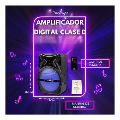 Bocina 8 Pulgadas Amplificada Recargable Bluetooth Inalambri