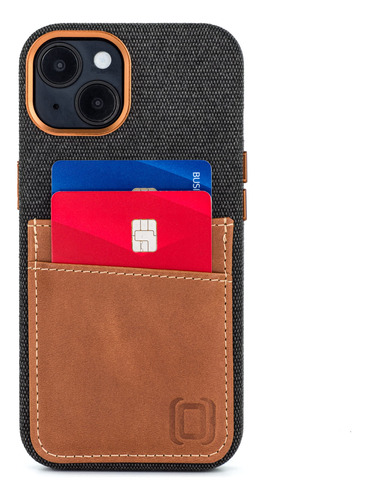 Tarjetero De Tela Dockem Para iPhone 14 Con Cartera De Piel,