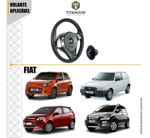 Volante Fiat Uno Fire, Novo Uno, Palio, Idea C/ Cubo Grafite