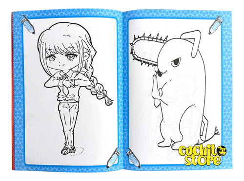 Mini Mega Libro Para Colorear Pochita Chainsaw Man