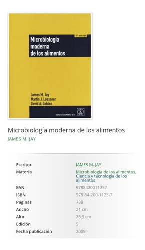 Microbiología Moderna De Los Alimentos 