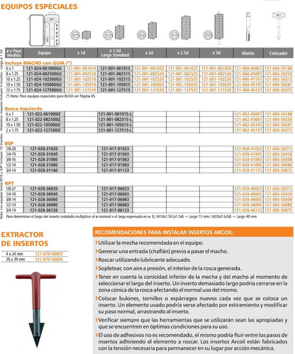 Kit Reparacion Roscas Insertos M 16x1.50 Arcoil Profesional