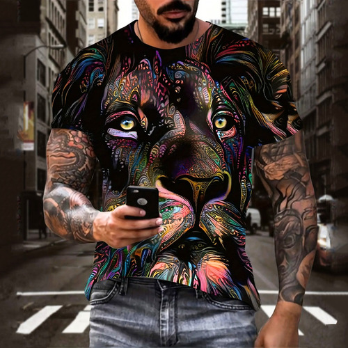 Playera 3d Leon Colores Hombre Envió Mismo Dia