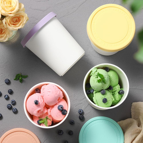 Set De 4 Envases De Helado Reutilizables 1 Cuarto Galón