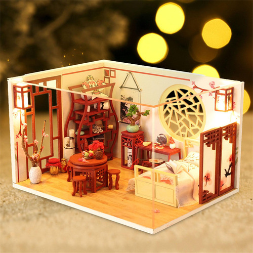 Kits De Bricolaje De Casa De Muñecas En Miniatura De Madera