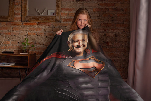 Cobija Frazada Matrimonial Amlo Superman Héroe Manta Suave