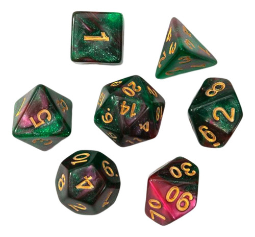 2 Conjunto De Dados Poliédricos 7x D4-d20 Vermelho Verde