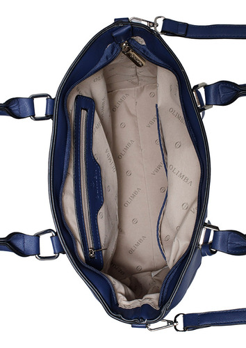 Bolsa Tote De Mujer Grande Compartimientos Amplios 88519 Azul Marino Lisa Oro