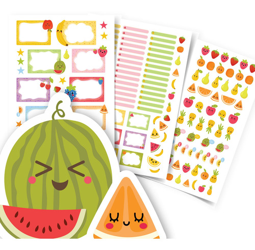 Imagem 1 de 3 de Etiquetas Escolares Frutas Personalizadas Kit Jumbo