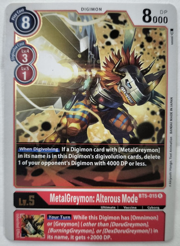 Digimon Tcg Metalgreymon: Alterous Mode Bt5-015 R Foil