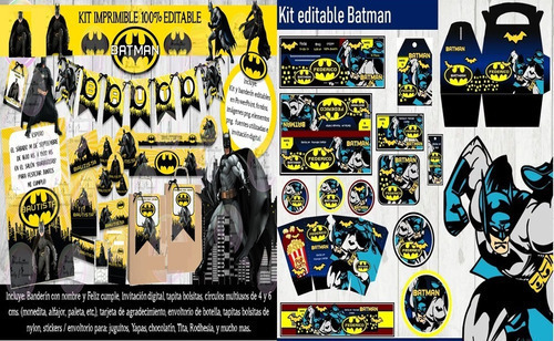 Kit Imprimible Batman Candy Editable Invitaciones Bat Man