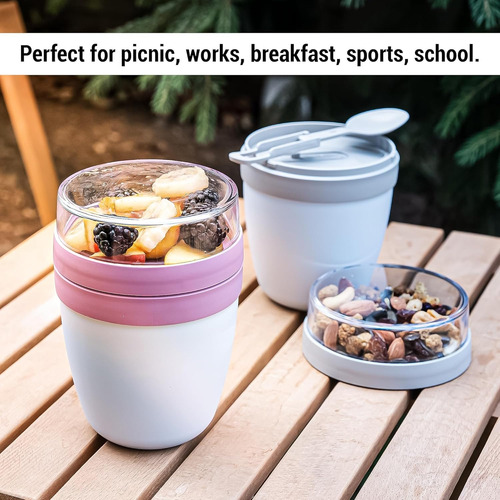 Pack 2 Vasos De Yogurt Cereales Frutas 650ml Titiz+ Cuchara