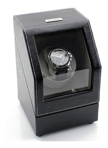Caja Reloj Automático Heiden Single Winder Cuero Negro 