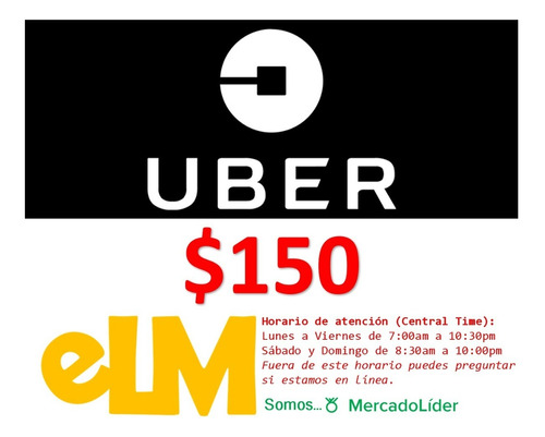 Imagen 1 de 2 de Tarjeta Uber De 150 Pesos 100% Confiable
