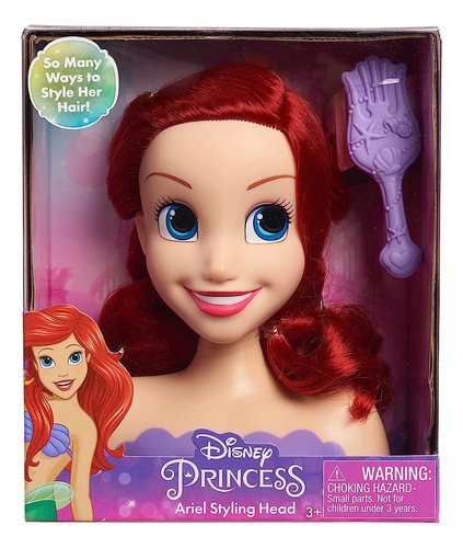 Mini Cabeza Para Peinar Ariel Disney Princesas 15 Cm 