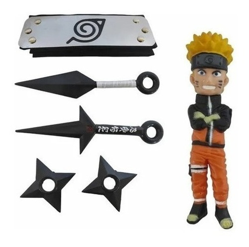 Kit Boneco Naruto Bandana Kunai Shuriken Brinquedo Cartela
