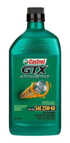 Aceite Mineral Gtx Alto Km 25w-60 1qt Castrol