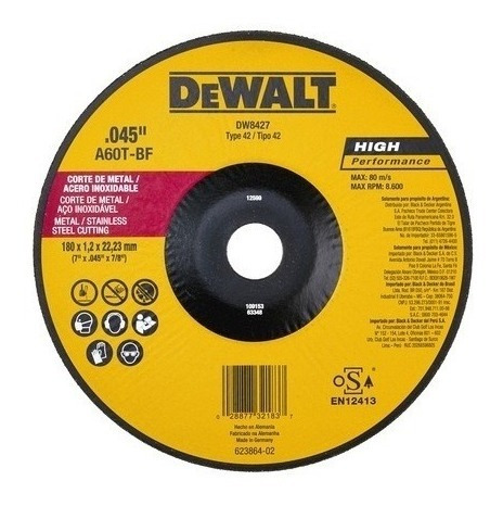 Disco Corte Metal Delgado 7 Pulgadas Dewalt Dw8427