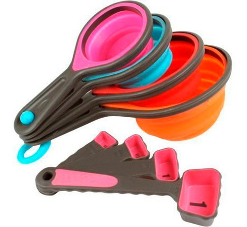 Imagen 2 de 2 de Set X8 Tazas Medidoras De Silicona Plegables - Varios Colore