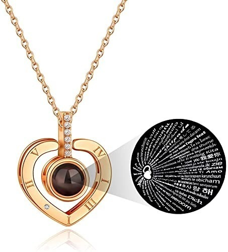 Imagen 2 de 10 de Collar Proyecta Te Amo 100 Idiomas Cadena Y Caja De Regalo