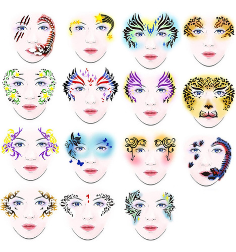 * Plantillas Para Pintura Facial Kit De Plantillas Para