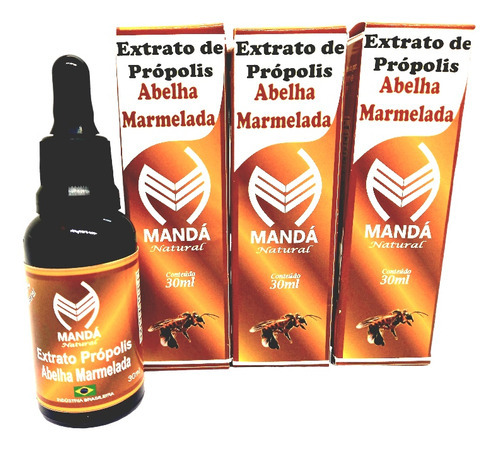 Kit 3 Extratos Própolis Abelha Marmelada Nativa Sem Ferrão