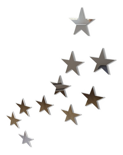 20 Estrelas - Adesivo De Parede Infantil 3d - Espelho