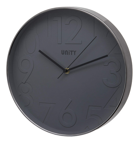 Unity Reloj De Pared, Clifton, Números Elevados, Gris, Bar.