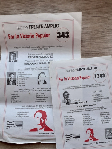 Elecciones Nacionales 1994 Lista 343 P.v.p. Frente Amplio