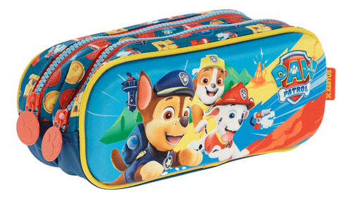 Estojo Duplo Escolar Patrulha Canina Relevo Azul Paw Patrol