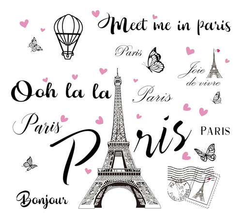 2 Hojas Paris Tower Wall Stickers Paris Eiffel Tower Peel An