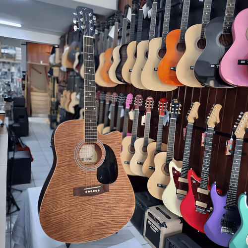 Violão Aço Elétrico Folk Flamed Vogga Vck370 Mf