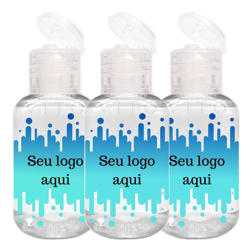 30 Mini Álcool Em Gel Fliptop 30ml Personalizado Para Brinde